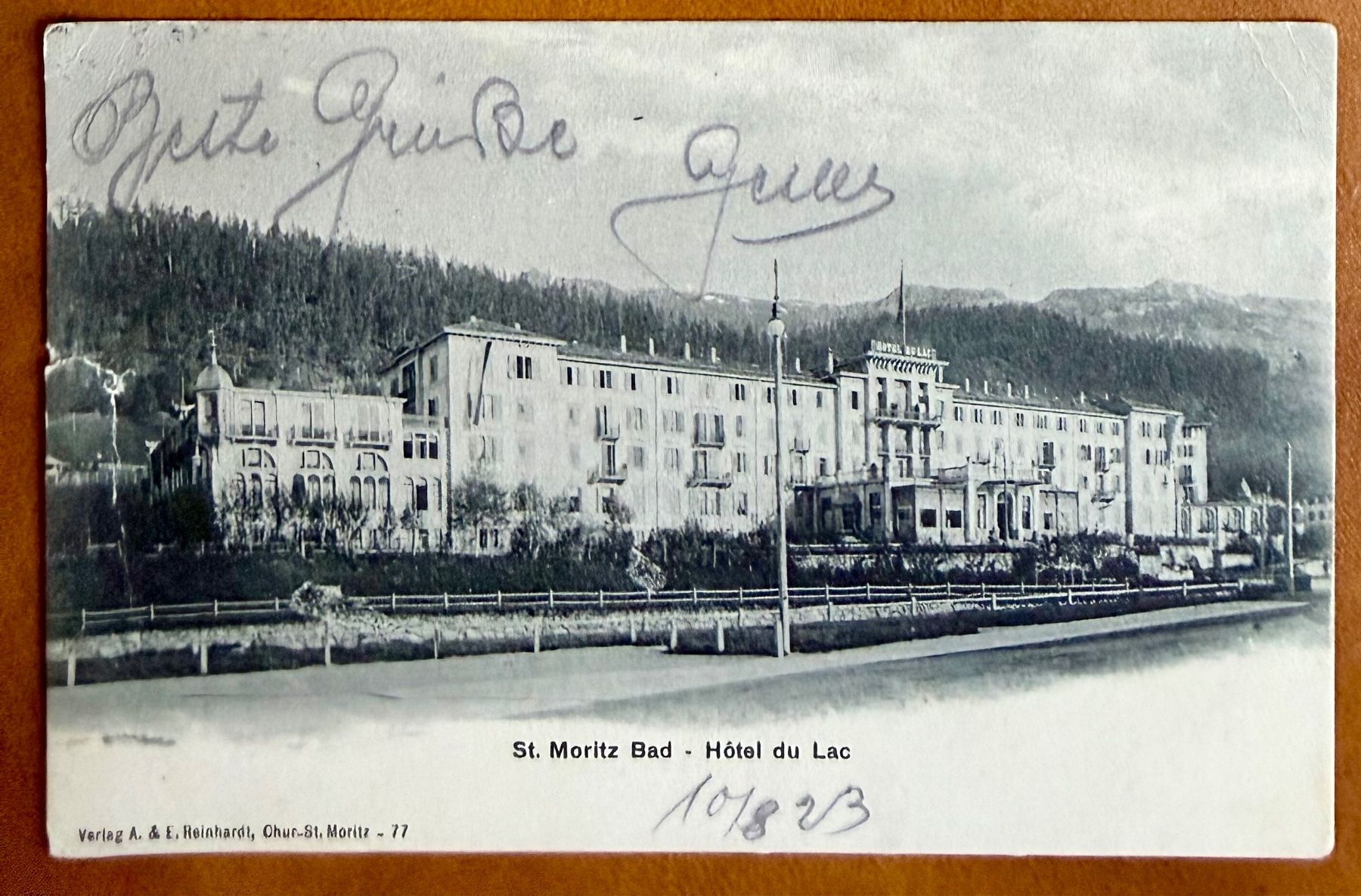 Cartoline postali: St. Moritz Bad - Hotel du Lac 1923 – Usato da Lutry venduto da Ediego