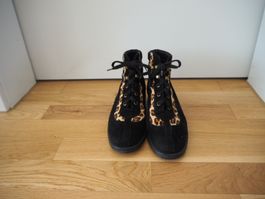Damen Stiefeletten schwarz Leo-Muster