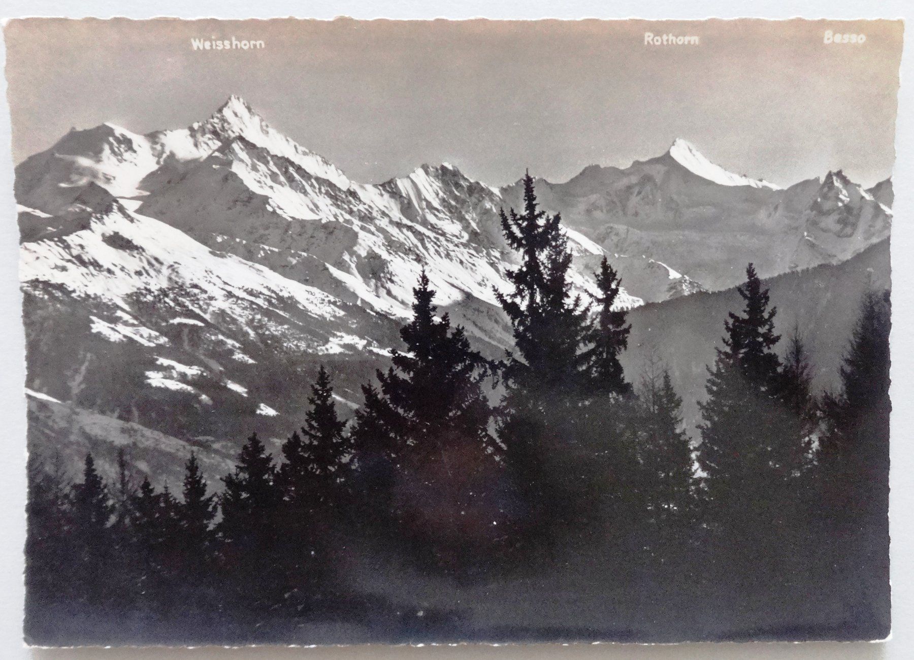 Ansichtskarten: Weisshorn, Rothorn, Besso – Defekt aus Fétigny von Billy2miny