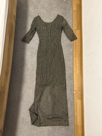 Abito lungo FashionALL a righe nero oro taglia 36