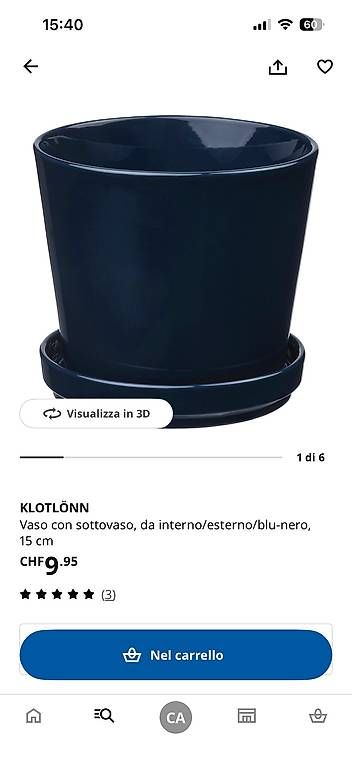 Ikea Vasi & Recipienti: Vaso klotlonn blu scuro 15cm – Usato da Paradiso venduto da chi_8pd8 1