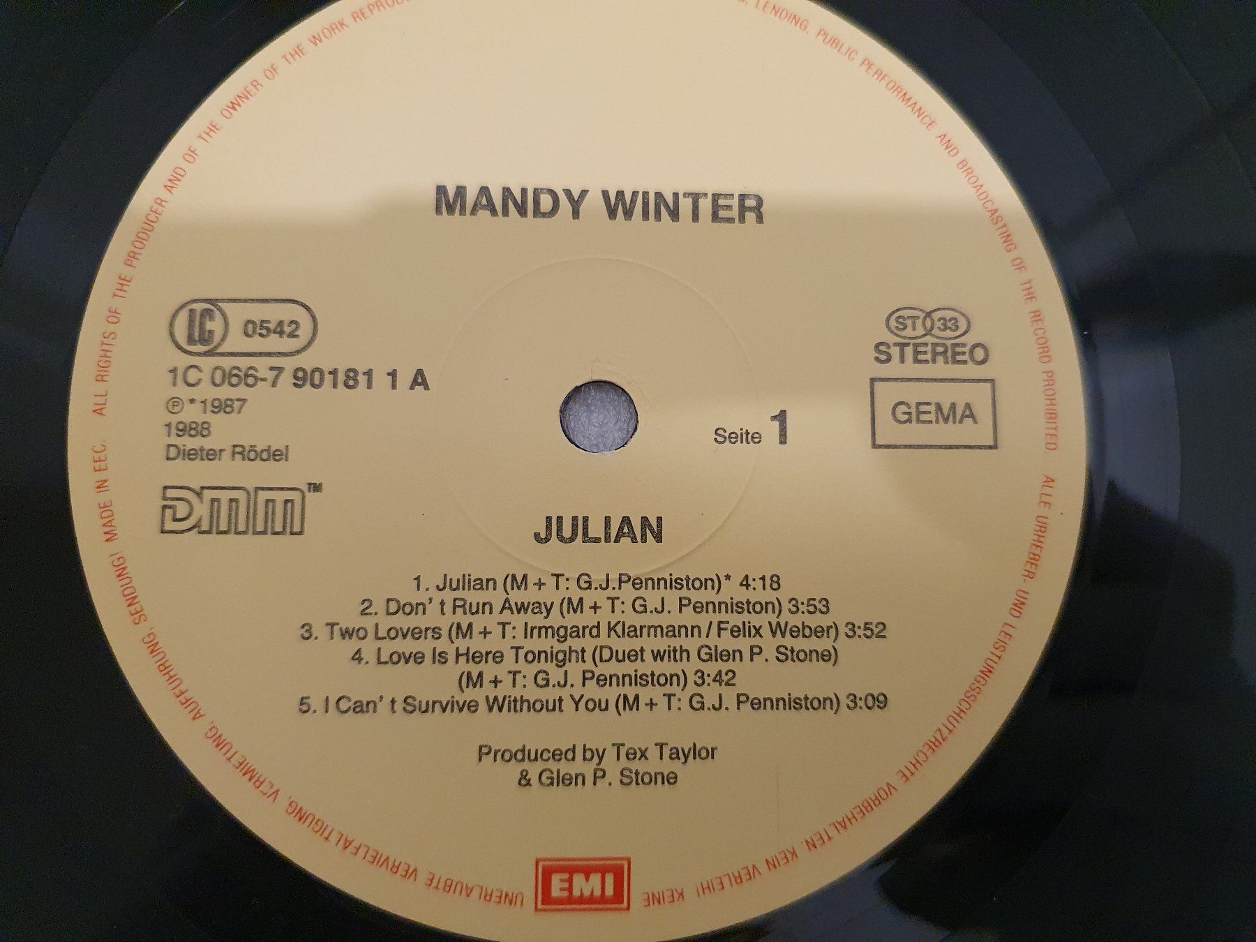 Dischi in vinile: Mandy Winter – Julian – Usato da Uster venduto da Vinyl-Leidenschaft 3