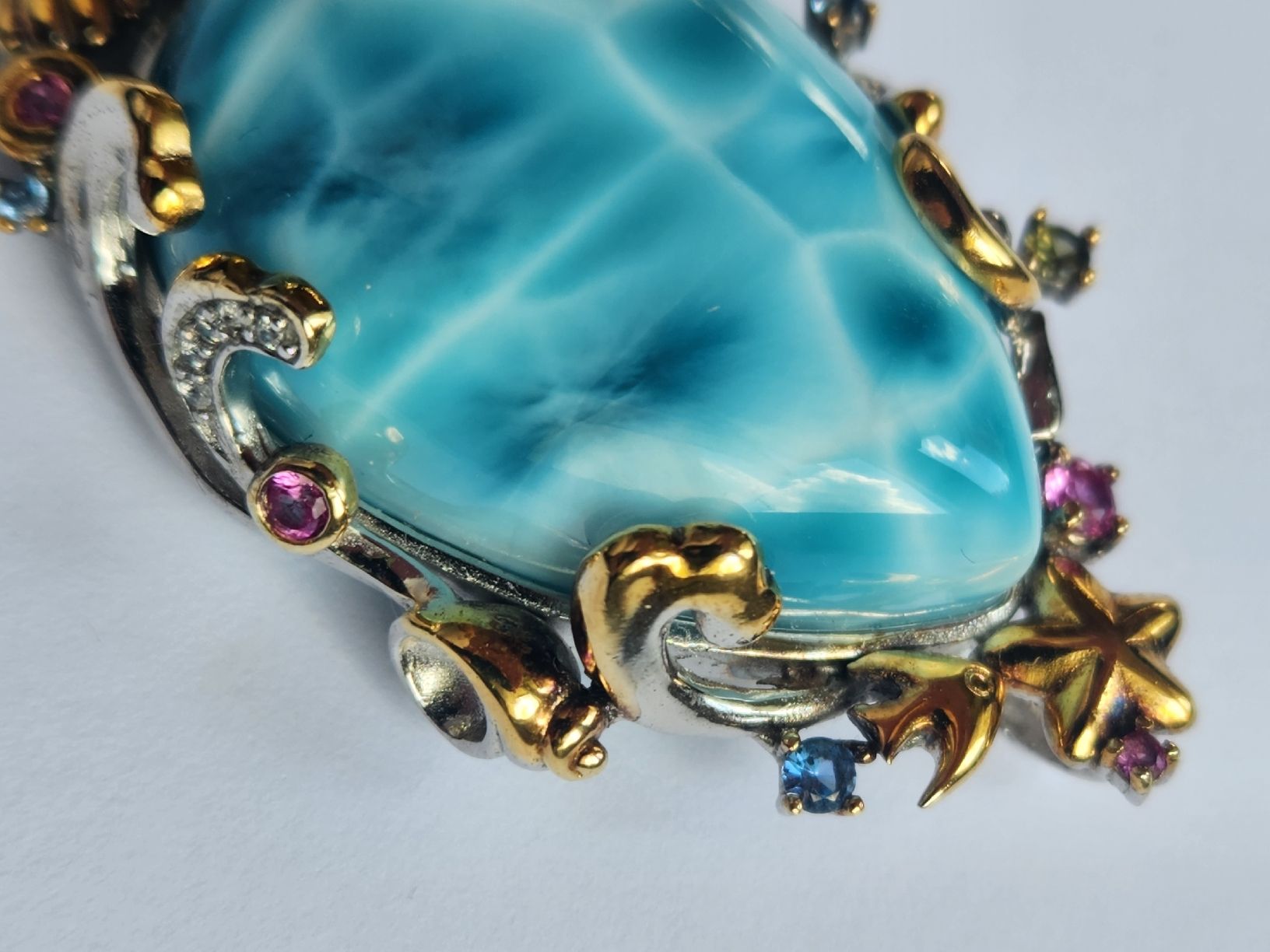 Anhänger: Larimar Anhänger 925 silber Massiv, Handarbeit, Topaz, Ruby – Gebraucht aus St. Gallen von GIULESGG 7