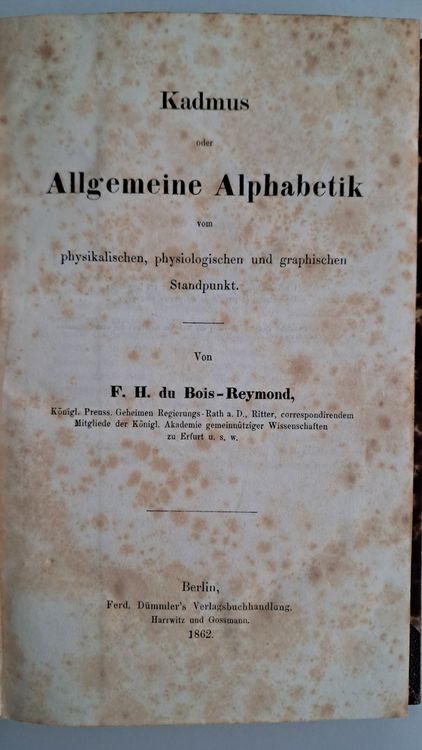 Livres: Antikes Buch "Kadmus" von F. H. du Bois-Reymond (1862) – D'occasion à Uster par Paeti7 2