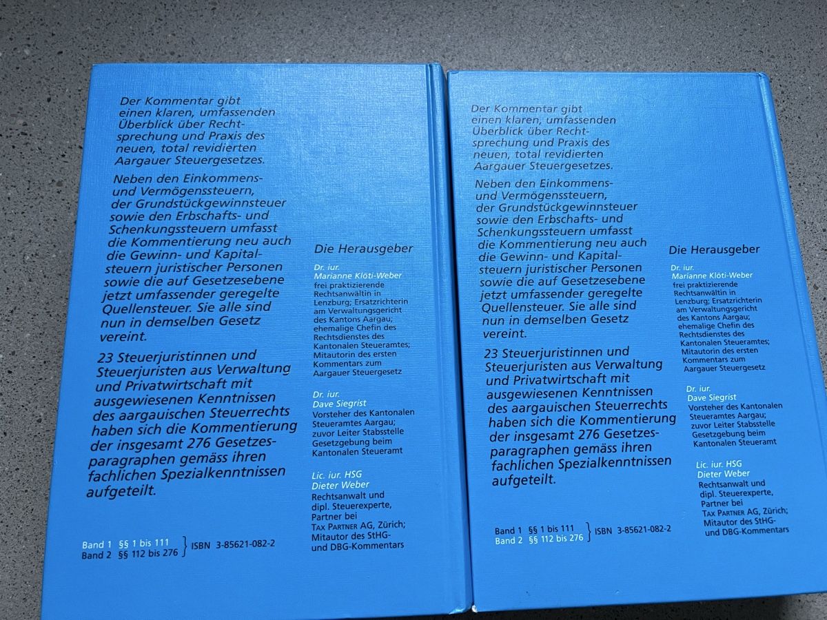 Libri: Kommentar zum Aargauer Steuergesetz 2 Bände – Nuovo (secondo la descrizione) da Beinwil am See venduto da isole 1