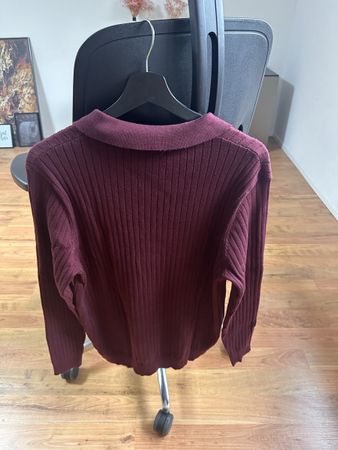 Herren Strickpullover mit Kragen, Grösse L, Weinrot