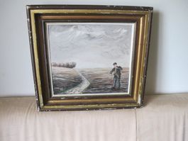 Oel Bild Auf Holz Maler E.Hoffmann Sig.