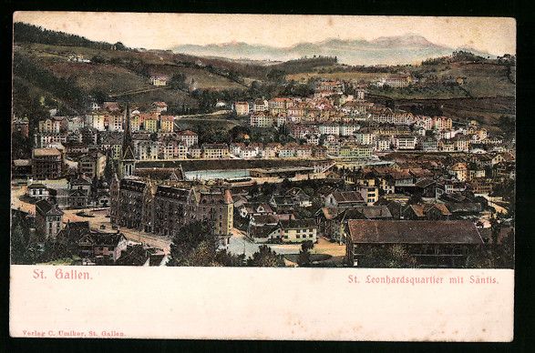 Ansichtskarten: Relief-AK St. Gallen, St. Leonhardsquart – Gebraucht aus Berlin von bartko-reher
