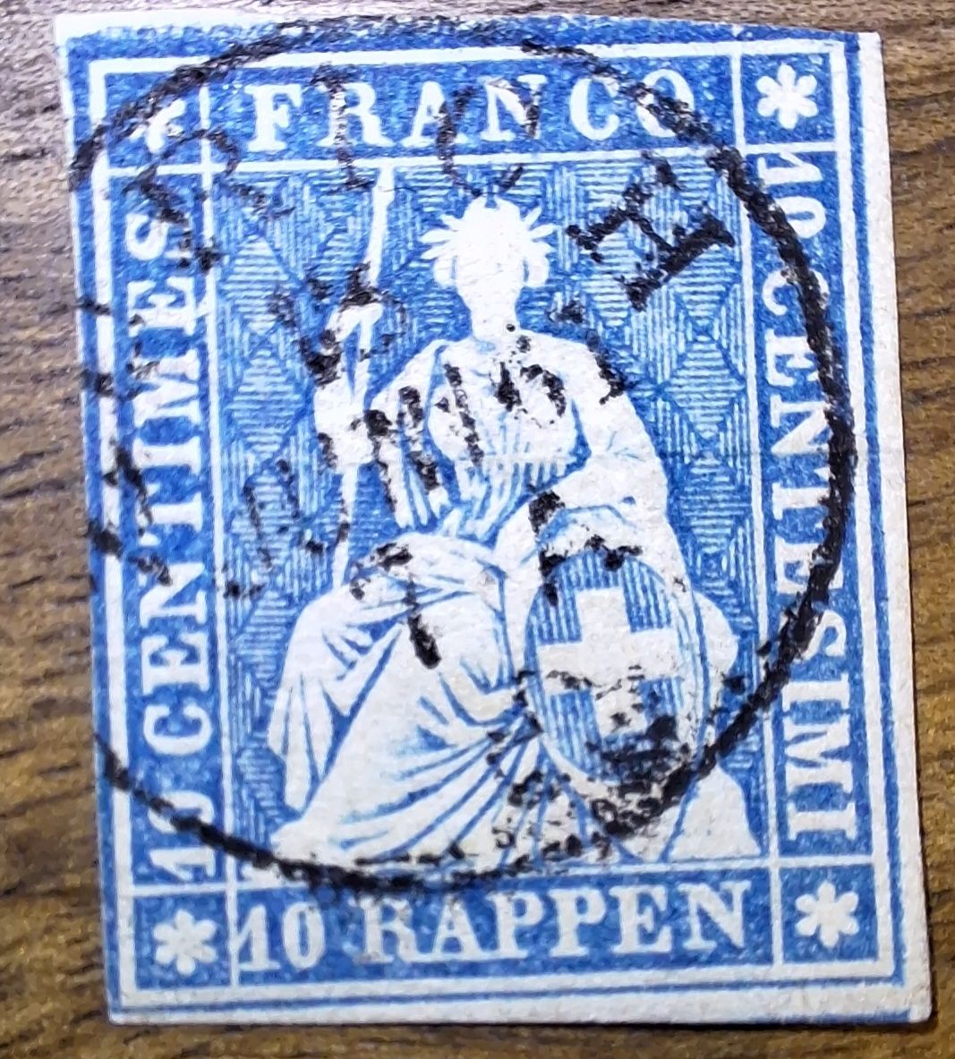 Tutti i francobolli: Strubel 23G Kat. 40.- Zürich – Usato da Balgach venduto da SIMEON27