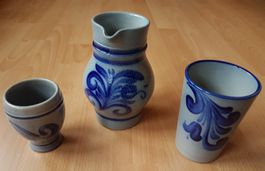 STEINGUT KRUG 5 DL, BECHER 3 DL, KLEINER KELCH (NEUWERTIG)