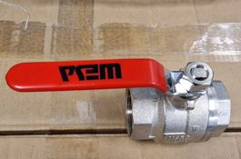 Kugelhahn vernickelt IG / IG 11/2" Stahlgriff rot WESA