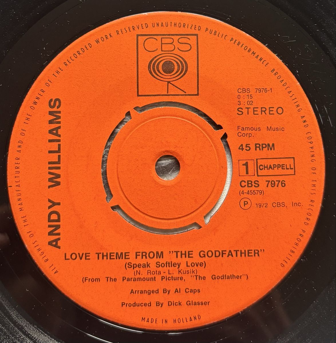 Schallplatten: Andy Williams - Theme Godfather, 45 VG+/VG+ – Gebraucht aus Neuchâtel von Deivid2 2