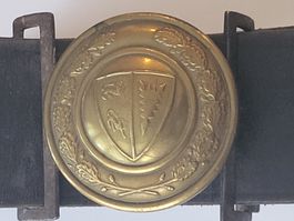 Gürtel Feuerwehr mit Messingschliesse Wappen Motiv gebraucht