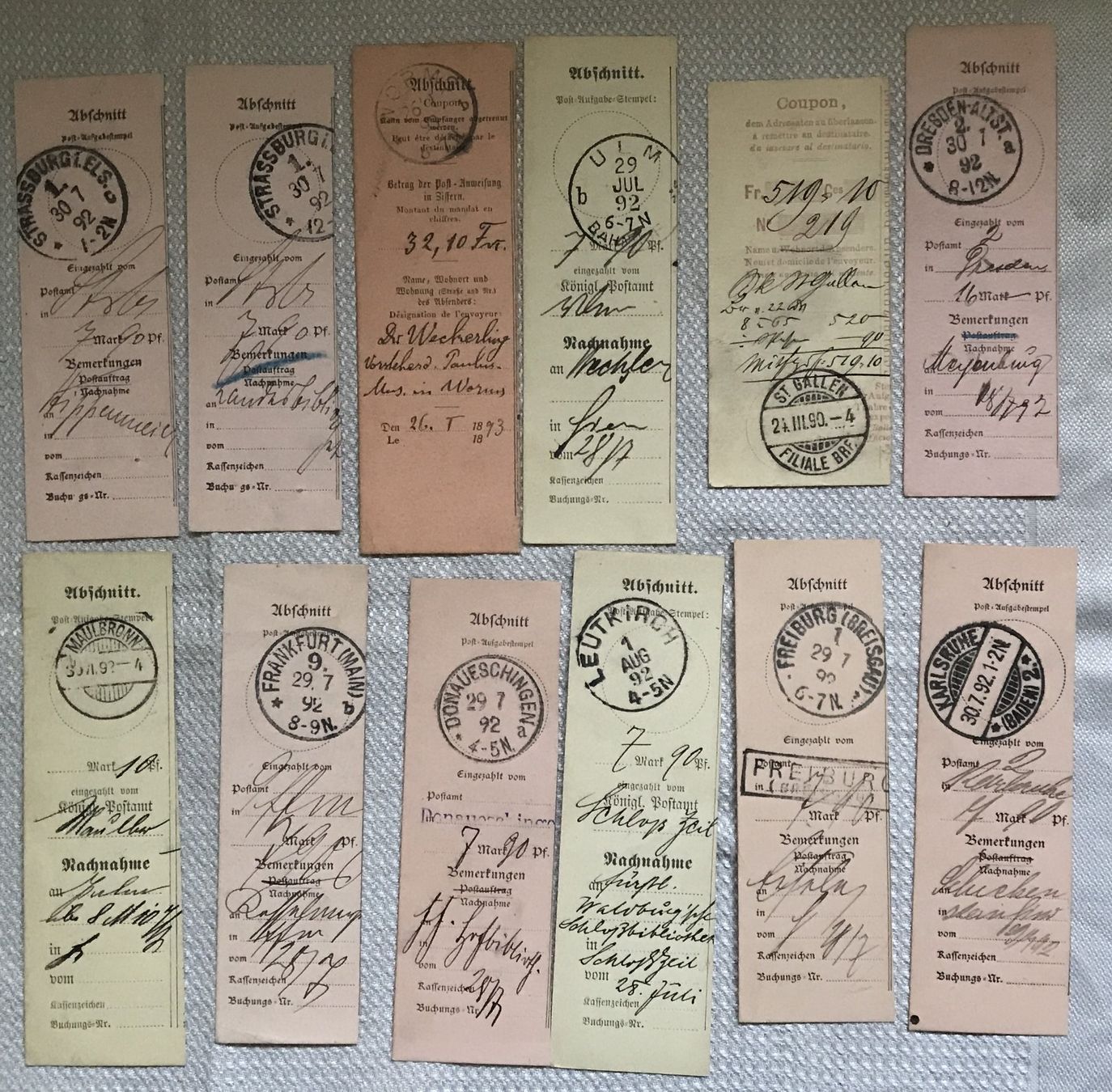 Tutti i francobolli: ABSCHNITTE COUPON DEUTSCHLAND & SCHWEIZ 1890-1892 – Usato da Ostermundigen venduto da Kari1937