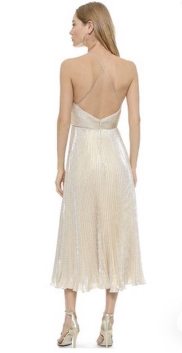Vestiti: Robe de soirée plissée dorée dos nu - Taille 36 – Nuovo (secondo la descrizione) da Commugny venduto da rus_my8v 3