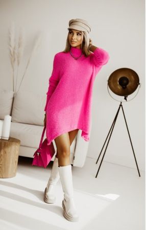 Knallpinkes, mega Strickkleid Gr. XS/S - 226165