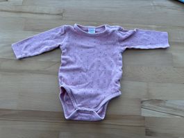 Baby Body Langarm Rosa mit Pünktchen, Grösse 62/68