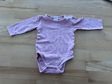 Baby Body Langarm Rosa mit Pünktchen, Grösse 62/68