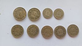 9x Schweizer Rappen Lot (10, 20 & 5 Rappen ab 1914 - u.a. 19