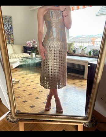 Prada 2000s vintage gold crochet skirt (IT42/XS-M)
