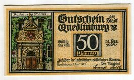 Notgeld "50 Pfennig. Quedlinburg 1921"