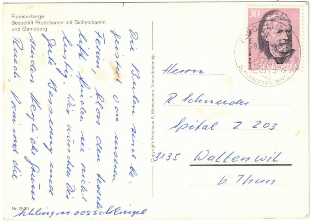Cartoline postali: Flumserberg - Sessellift Prodkamm – Usato da Binningen venduto da Mountainrider 1