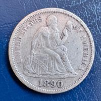 USA One Dime 1890 Sitzende Liberty
