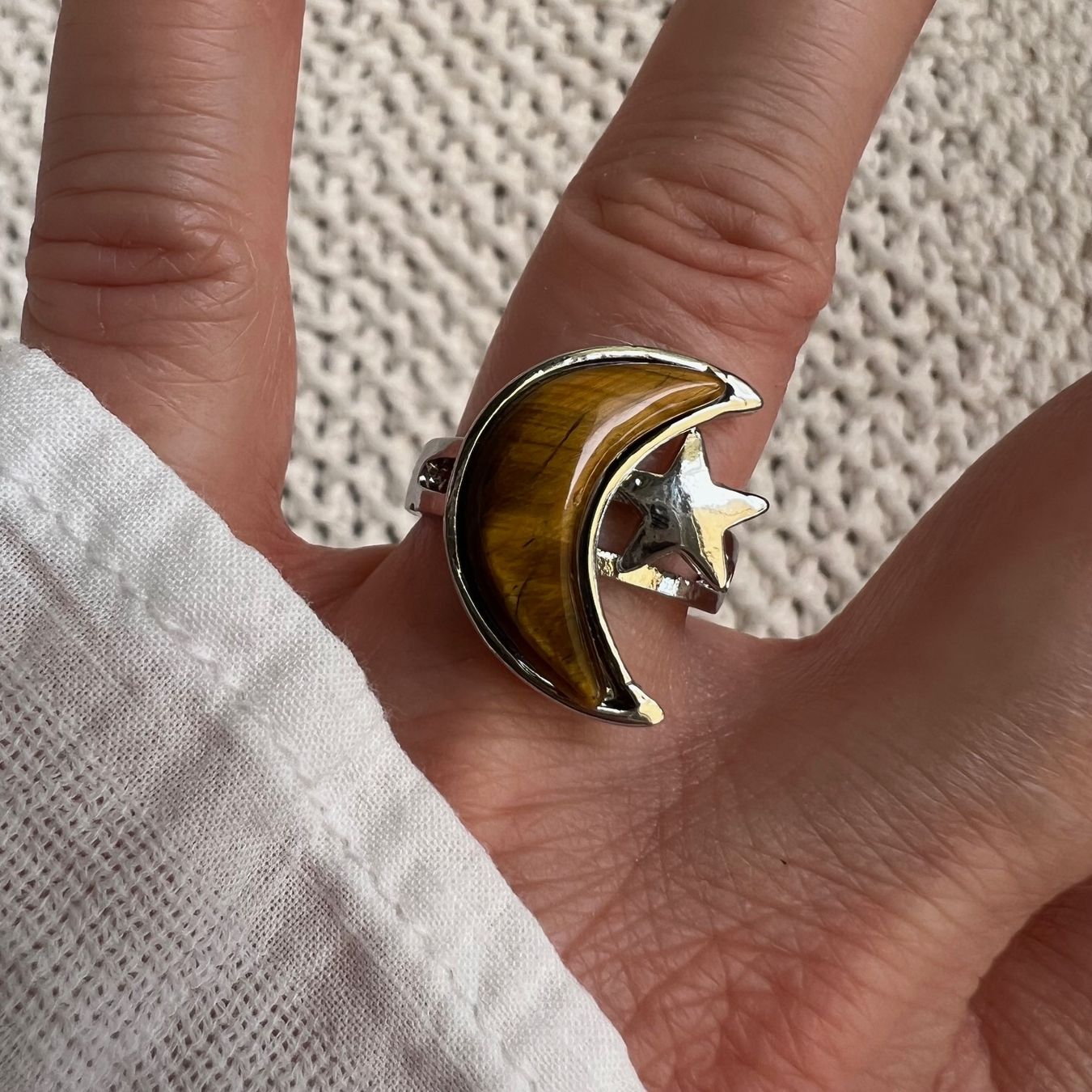 Anelli: Bague Lune avec pierre oeil de tigre – Nuovo (secondo la descrizione) da Pully venduto da sunaddict 1