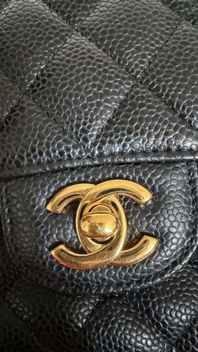 Chanel Borse da donna: Chanel Classic Timeless Medium Double Flap Black Caviar/Grai – Usato da Münchenstein venduto da watchpatrol 7