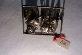 Fische Silber 925 Brosche/Anstecker - Sterling