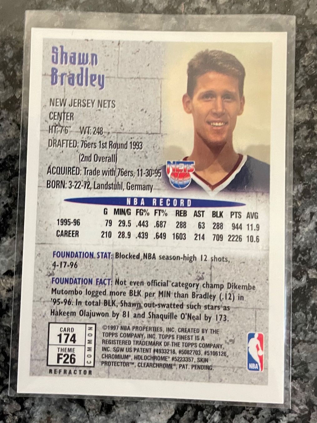 Nba Carte collezionabili: NBA Shawn Bradley Topps Finest Refractor Card – Nuovo (secondo la descrizione) da Muttenz venduto da joba23 1