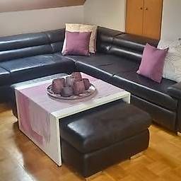 Sofas: Sofa 300x320 cm Leder schwarz mit Hocker und Tisch – Gebraucht aus Berg TG von Saratoga1972 4