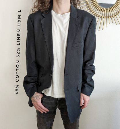 H&M Leinenblazer Dunkelnlau Gr. L Sommer Herren