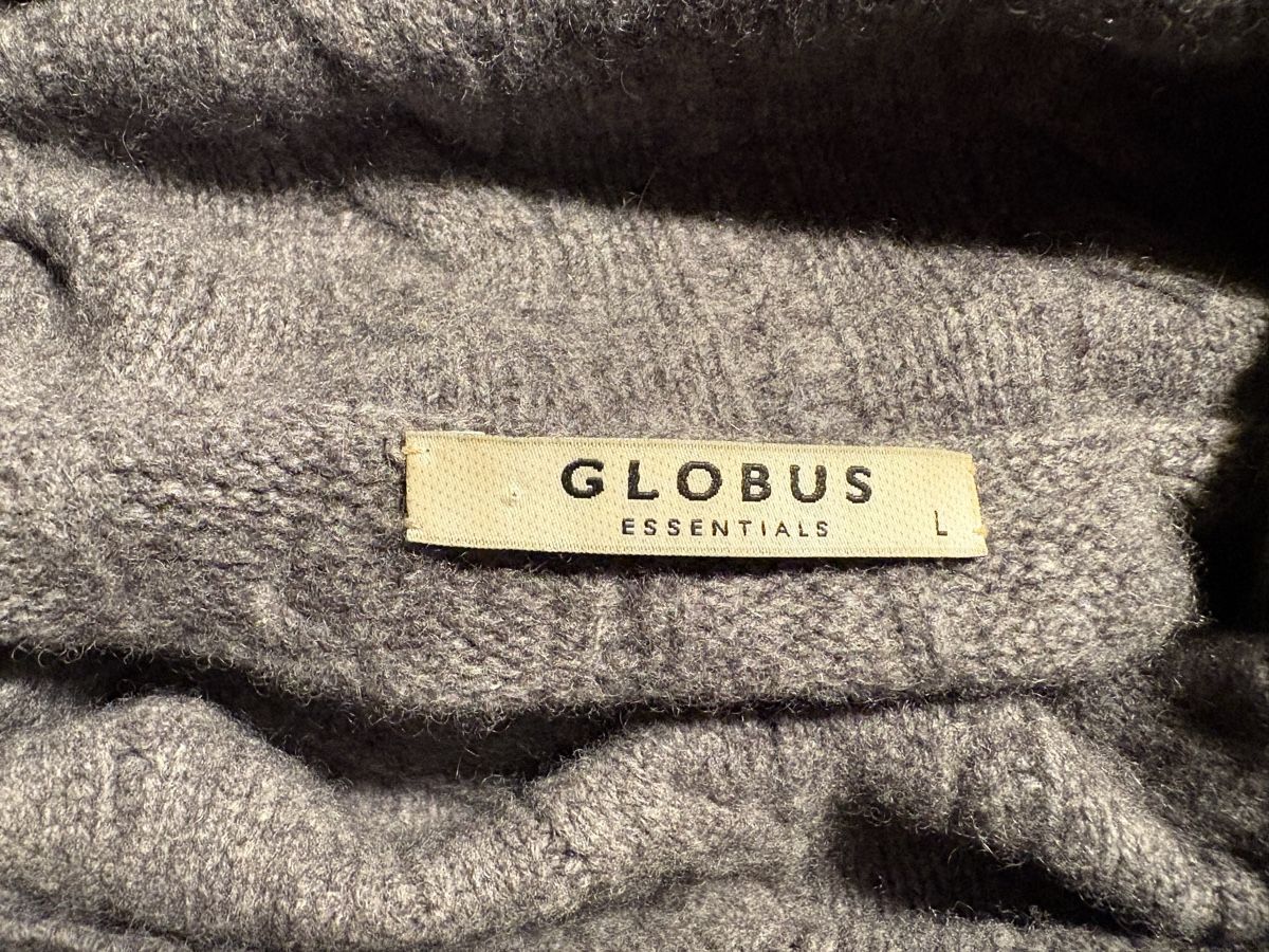 Globus Vestiti: Graues Strickkleid mit Zopfmuster, Grösse L, warm – Usato da Zürich venduto da wei_8n2l 3