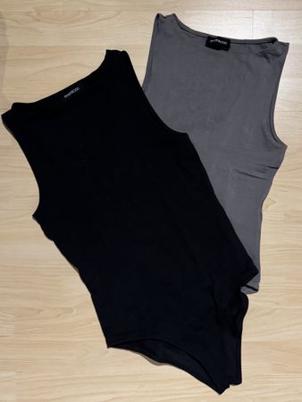 2 Bodys Even&Odd schwarz grau Grösse S