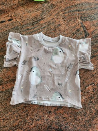 Baby T-Shirt oversizzed Gr. 56 mit Vogelmotiv, Handmade, neu