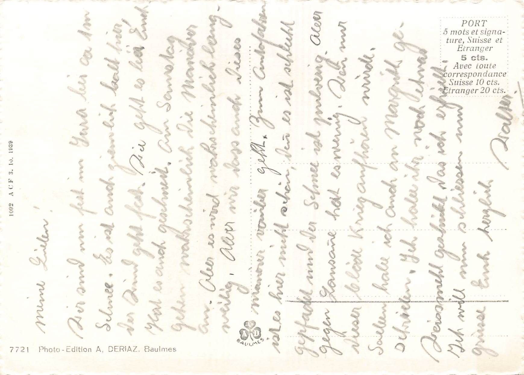 Cartoline postali: L'orient valle de joux G – Usato da Biasca venduto da Blenio71 1