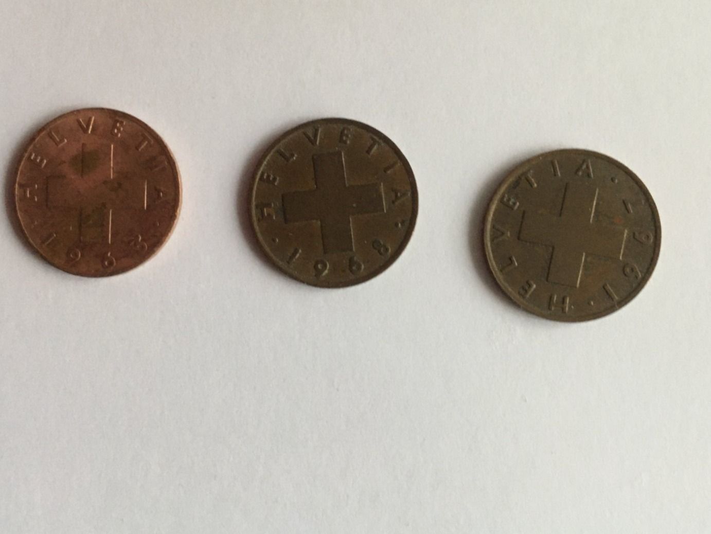 Tutti le monete: 3 x 1 Rappen Münze – Usato da Lyss venduto da Punktum01