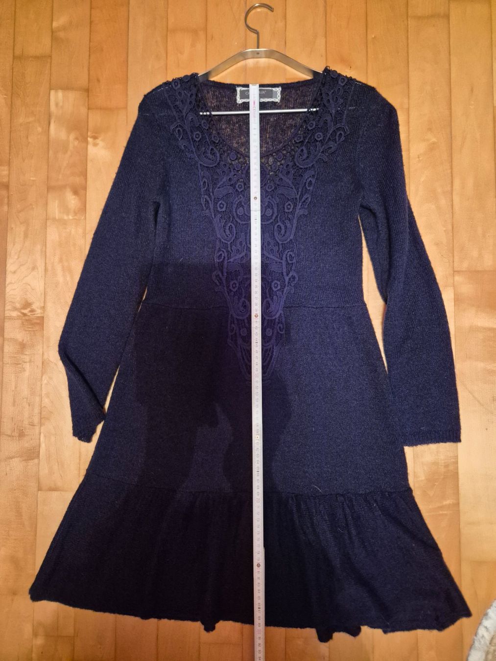 Vestiti: Dunkelblaues Strickkleid mit Spitze, inkl.Unterrock – Usato da Walenstadt venduto da grischalounge1 4