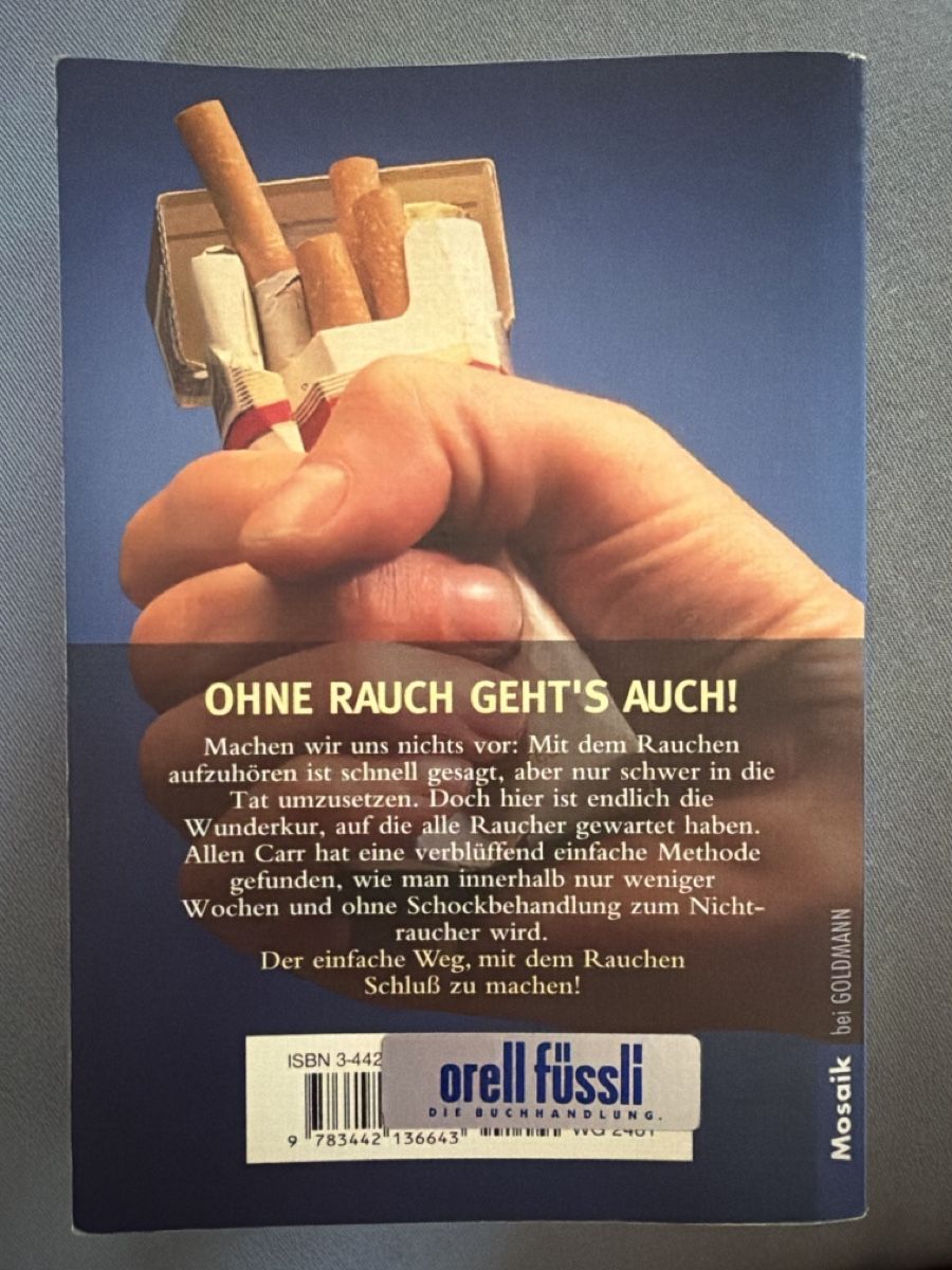 Bücher: Buch Endlich Nichtraucher von Allen Carr – Gebraucht aus zürich von resagrev 1