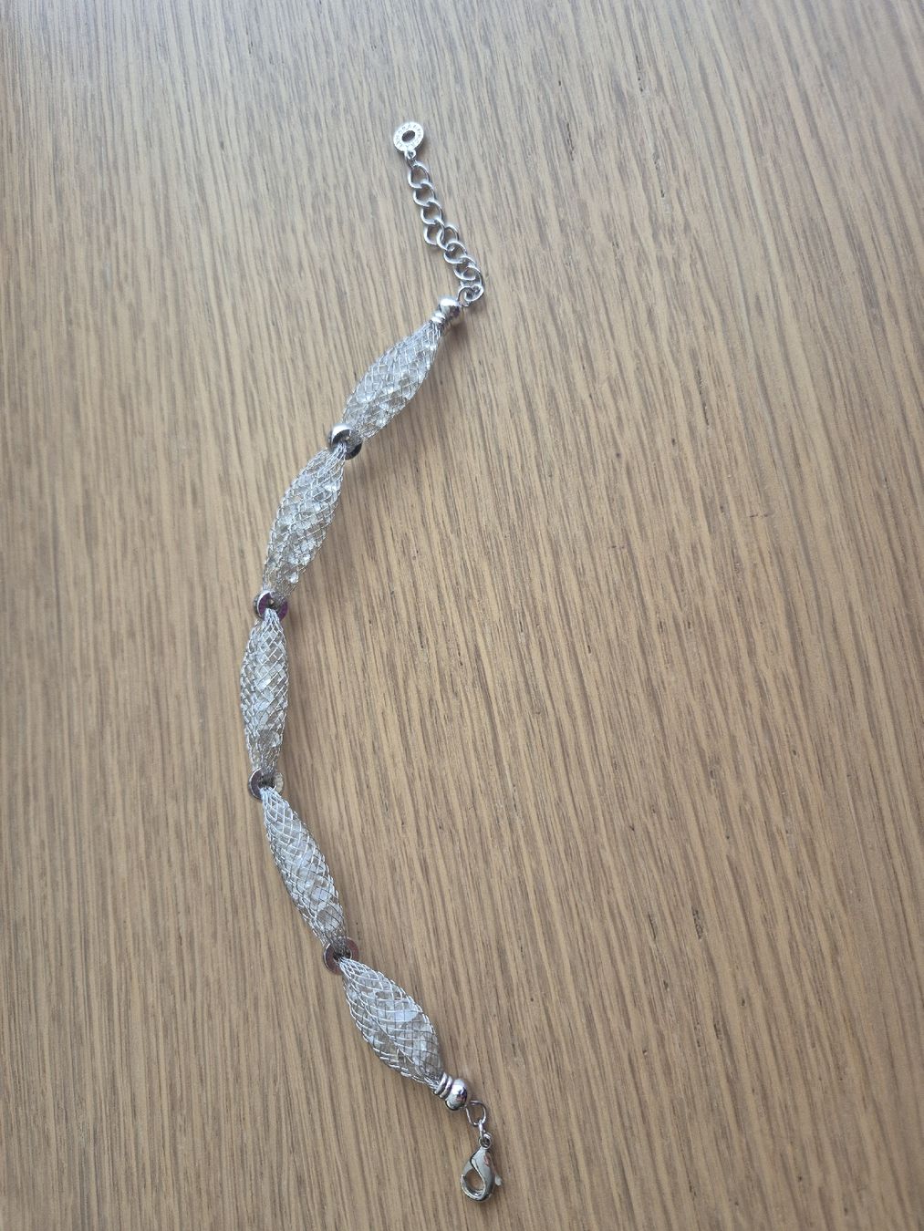 Bracciali & Braccialetti: Armband silberfarben Netzstruktur mit Glitzersteine – Usato da Neftenbach venduto da pnp_p22x 1