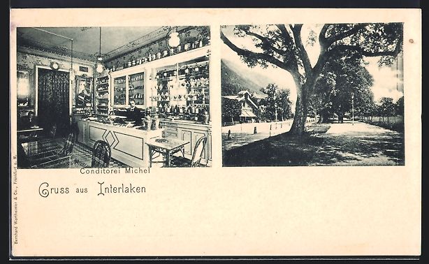 Cartes postales: Interlaken, Cafe und Conditorei Michel,  – D'occasion à Berlin par bartko-reher