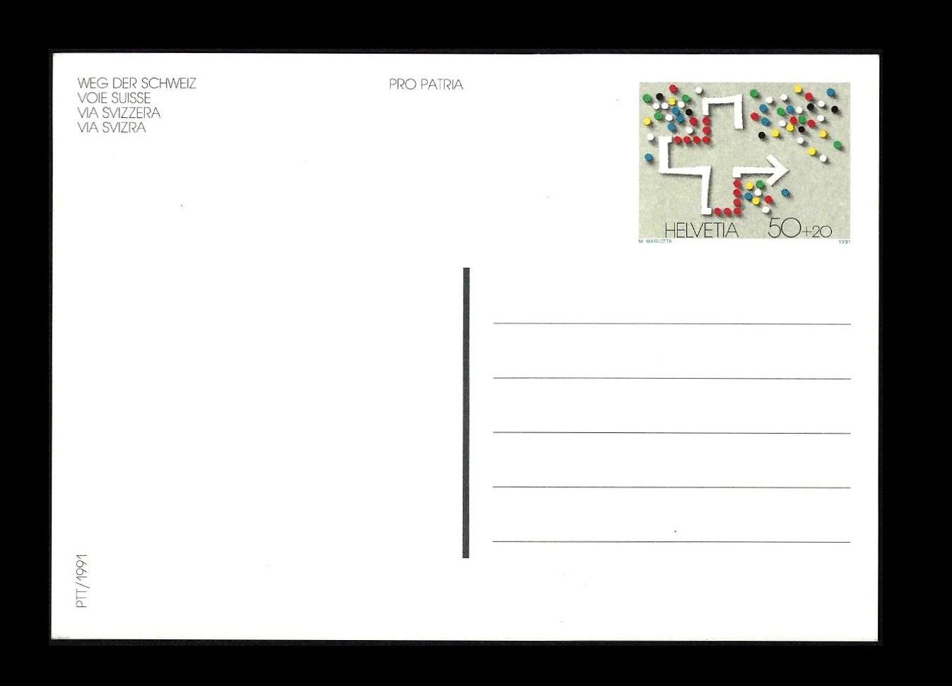 Tutti i francobolli: 1991 Pro Patria Postkarten, Weg der Schweiz, postfrisch – Usato da Baar venduto da W47 2