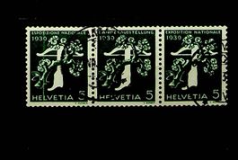 SUISSE BANDE DE 3 OBLITÉRÉE (Z25c) 1939. SBK 20.00.  /T358