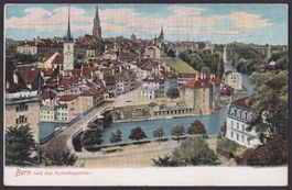 BERN und das Nydeckquartier, Antike Ansichtskarte, Litho