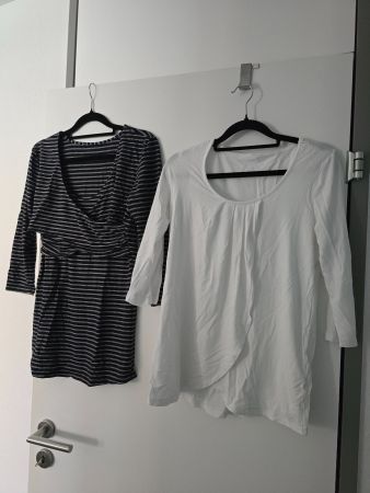 Still und Umstandstop Damen gestreift und weiss Grösse S
