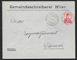 Wiler bei Utzenstorf illustr. Brief Gemeindeschreiberei 1914