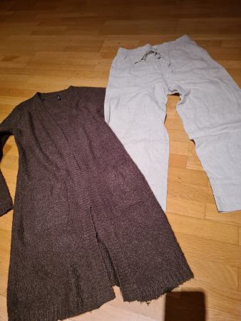 Superlange warme Jacke und Leinenhose