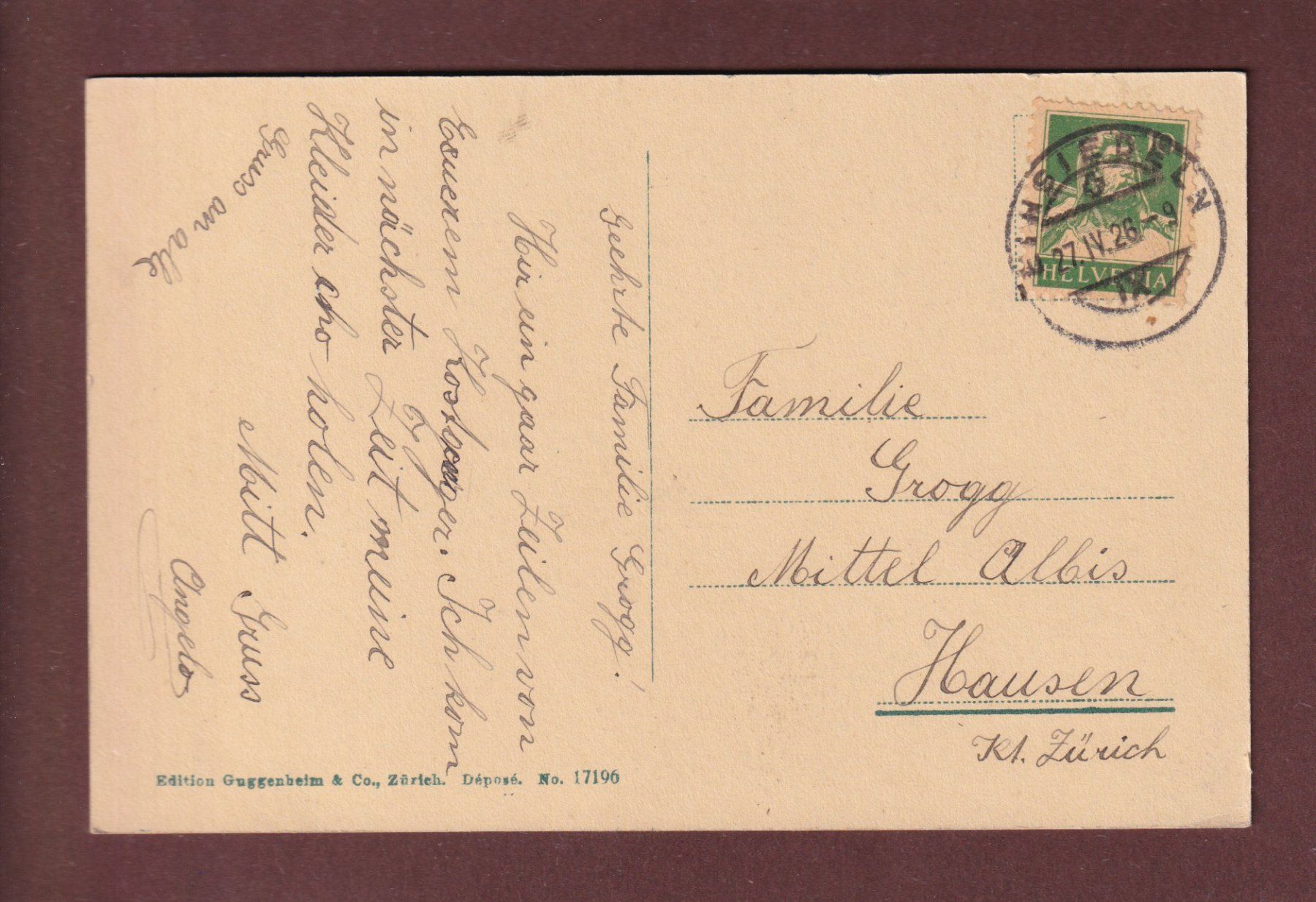 Cartes postales: EINSIEDELN - 1926 – D'occasion à Pully par nicecards-shop 1