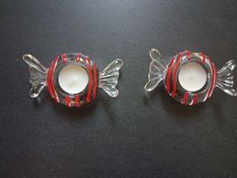 2 X TEELICHTHALTER GLAS IN TÄFELI FORM